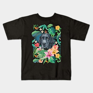 Tropical Black Labrador Retriever Kids T-Shirt